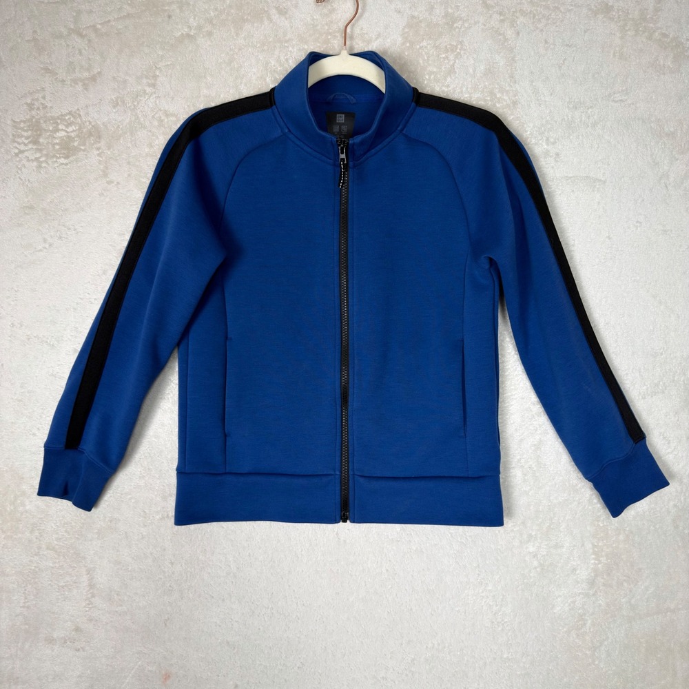 Uniqlo Kids Blue Dry Stretch Full Zip Track Jacket Side Stripe Size 12 School
